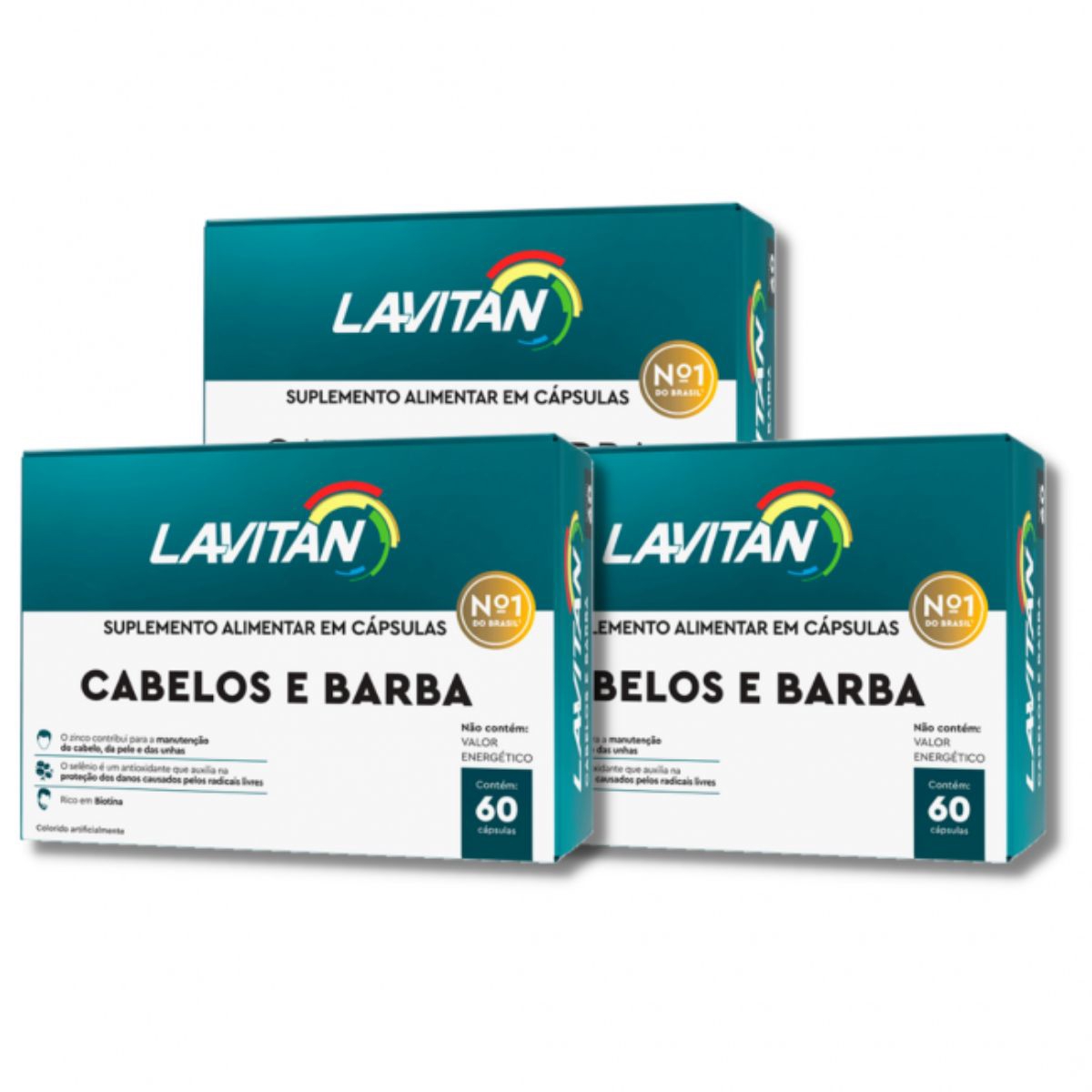 Kit 3 caixas Lavitan Cabelo e Barba 60 cápsulas - CIMED IND. DE MED. LTDA.