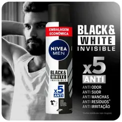 Desodorante Antitranspirante Aerosol Nivea Men Invisible Black & White 200ml