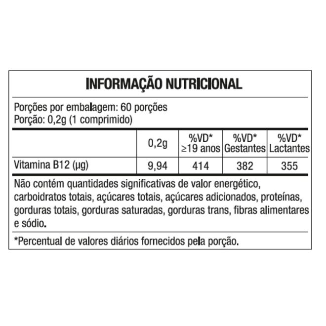 Vitamina B12 Com 60 Comprimidos Mastigáveis Maxinutri - Vitamina B12 ...