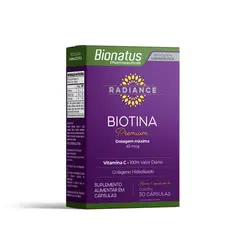 Biotina Dosagem Máxima 45mcg Radiance com 30 cápsulas Bionatus